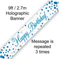 Blue Sparkling Fizz Happy Birthday Banner