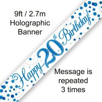 (image for) Blue Sparkling Fizz Happy 20th Birthday Banner