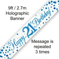 (image for) Blue Sparkling Fizz Happy 21st Birthday Banner