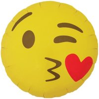 (image for) 18" Emoticon Kissing Heart Foil Balloons