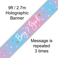 (image for) 9ft Boy Girl Gender Reveal Holographic Banner