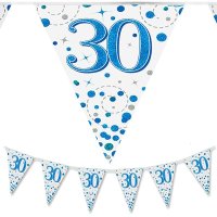 (image for) Happy 30th Birthday Blue Sparkling Fizz Party Bunting