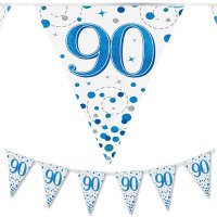 (image for) Happy 90th Birthday Blue Sparkling Fizz Party Bunting