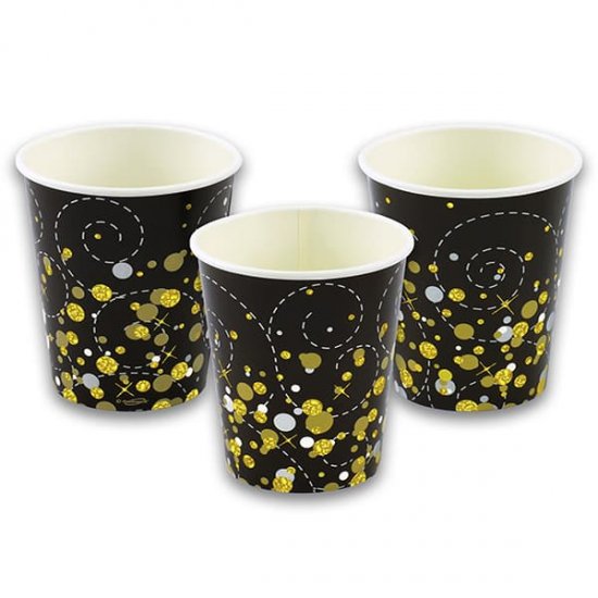 Black Sparkling Fizz Paper Cups 8pk