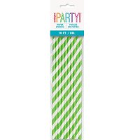 Lime Green Stripe Paper Straws 10pk
