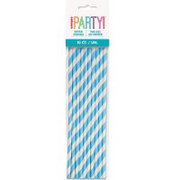 (image for) Powder Blue Stripe Paper Straws 10pk