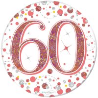 (image for) 60th Birthday Sparkling Fizz Rose Gold Holographic Badge