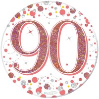 (image for) 90th Birthday Sparkling Fizz Rose Gold Holographic Badge