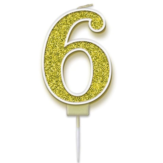 (image for) Gold Sparkling Fizz Number 6 Candle Pick