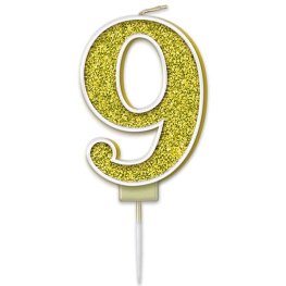 (image for) Gold Sparkling Fizz Number 9 Candle Pick