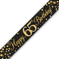 (image for) Black Sparkling Fizz Happy 65th Birthday Holographic Banner