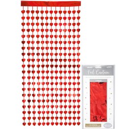 (image for) Metallic Red Heart Foil Door Curtains