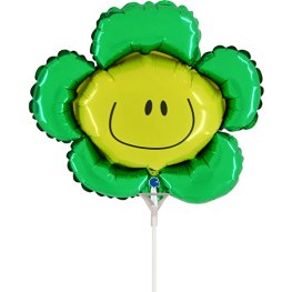 (image for) 14" Green Smiley Flower Air Fill Foil Balloons