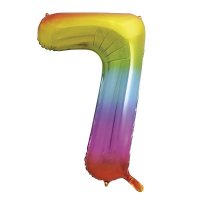 34" Unique Rainbow Number 7 Supershape Balloons