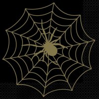 (image for) Black & Gold Spider Web Lunch Napkins 16pk