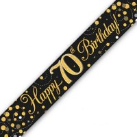 (image for) Black Sparkling Fizz Happy 70th Birthday Holographic Banner