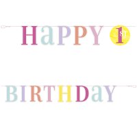 (image for) 6ft Pink Dots 1st Birthday Letter Banner