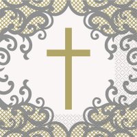 (image for) Fancy Gold Cross Lunch Napkins 16pk