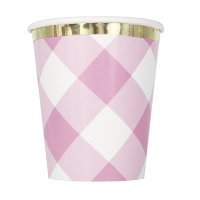 (image for) 1st Birthday Pink Gingham Paper Cups 8pk