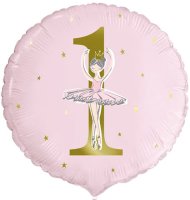 18" Pink & Gold Ballerina 1st Birthday Foil Balloons