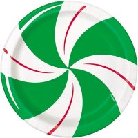(image for) 7" Christmas Peppermint Paper Plates 8pk