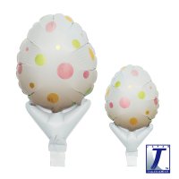 5" Upright White Polka Dots Egg Air Fill Foil Balloon