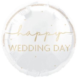 (image for) 18" Happy Wedding Day Gold Script Foil Balloons