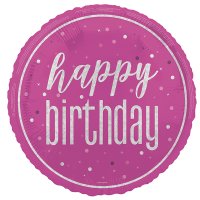 (image for) 18" Pink Glitz Happy Birthday Foil Balloons