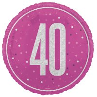 (image for) 18" Pink & Silver Glitz Prism Happy 40th Birthday Foil Balloons