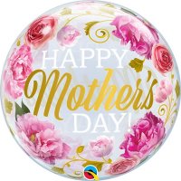 22" Happy Mothers Day Peonies Bubble Balloons