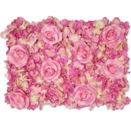 (image for) Pink/Cream Rose And Hydrangea Flower Wall Panels