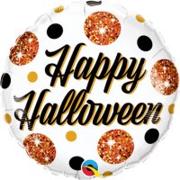 9" Happy Halloween Sparkly Dots Air Filled Balloons