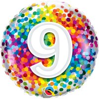 18" 9 Rainbow Confetti Foil Balloons