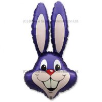 35" Purple Rabbit Head Supershape Balloons