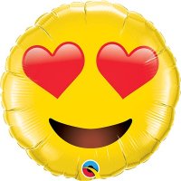 (image for) 28" Smiley Face With Heart Eyes Shape Balloons