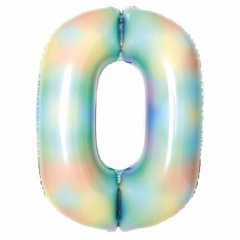 (image for) Pastel Rainbow Number 0 Supershape Balloons