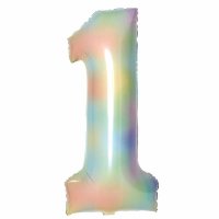 (image for) Pastel Rainbow Number 1 Supershape Balloons