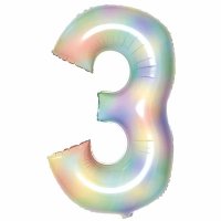 (image for) Pastel Rainbow Number 3 Supershape Balloons