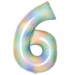 (image for) Pastel Rainbow Number 6 Supershape Balloons