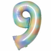 (image for) Pastel Rainbow Number 9 Supershape Balloons