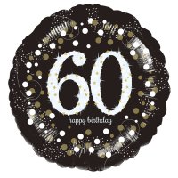 18" Black And Gold 60th Birthday Foil Balloons