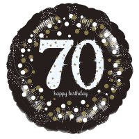 18" Black And Gold 70th Birthday Foil Balloons