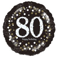 (image for) 18" Black And Gold 80th Birthday Foil Balloons