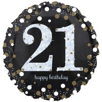 (image for) 18" Black And Gold 21st Birthday Foil Balloons