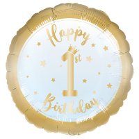 18" Happy 1st Birthday Boy Foil Balloons
