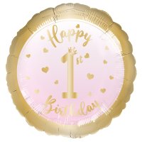 (image for) 18" Happy 1st Birthday Girl Foil Balloons