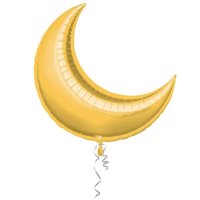 35" Gold Crescent Moon Foil Balloon 3pk