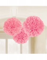 Pink Fluffy Paper Decorations 3pk