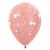 12" Just Married Classic Rose Gold Latex Balloons 25pk