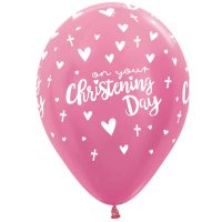 12" Christening Girl Pink Latex Balloons 25pk
